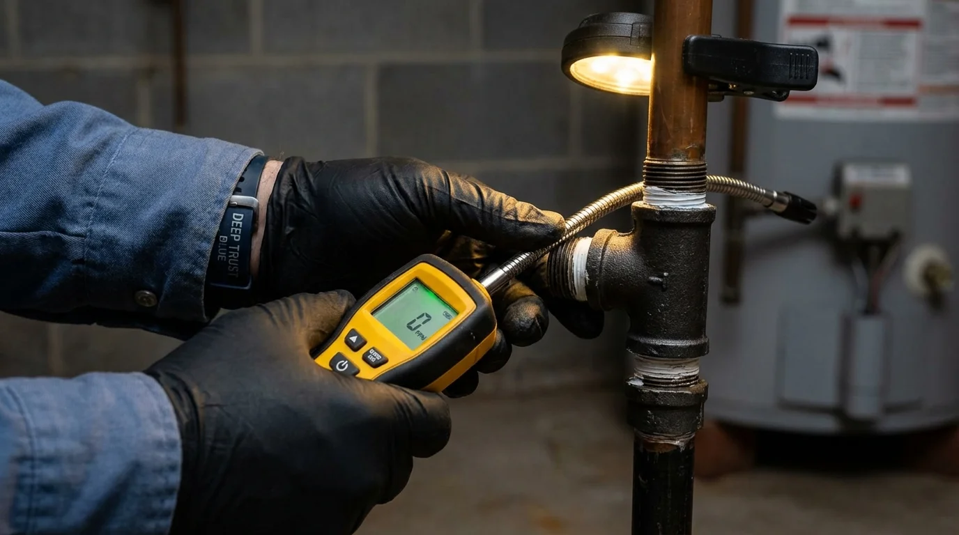 Gas leak detection with electronic sniffer by Johns Plumbing LLC in Cut Bank