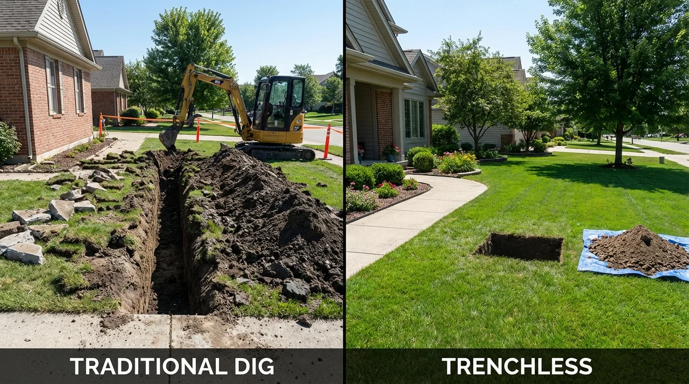 Trenchless sewer repair with minimal yard damage versus traditional excavation in Cut Bank, MT